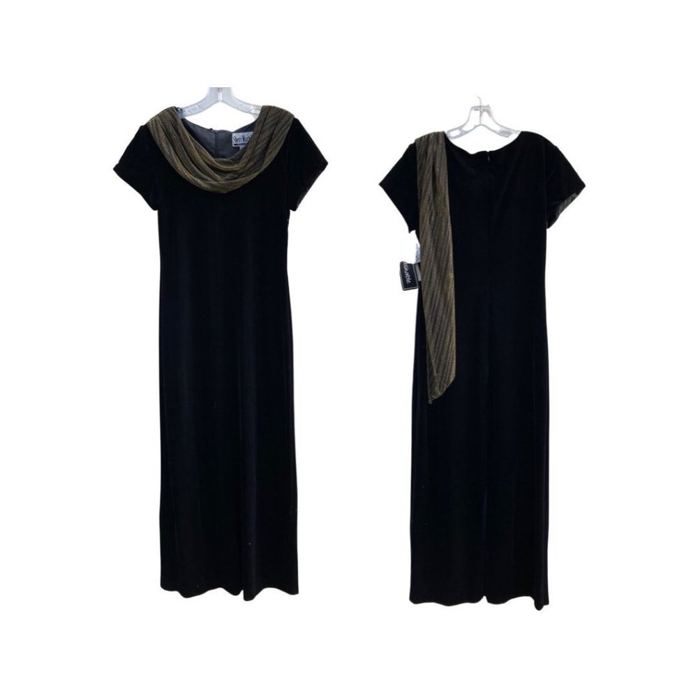 Medium | 8 | Vintage 90's Black Velvet Full length evening dress